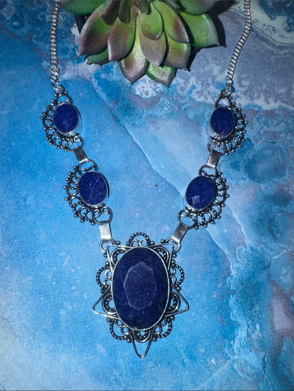 Silver Sapphire Necklace